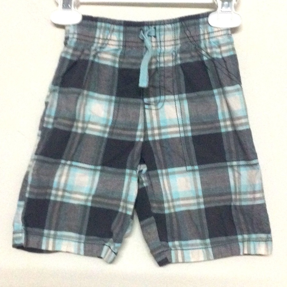 🌞 Carter’s plaid preppy dressy shorts for toddler boy turquoise & white boy 4T